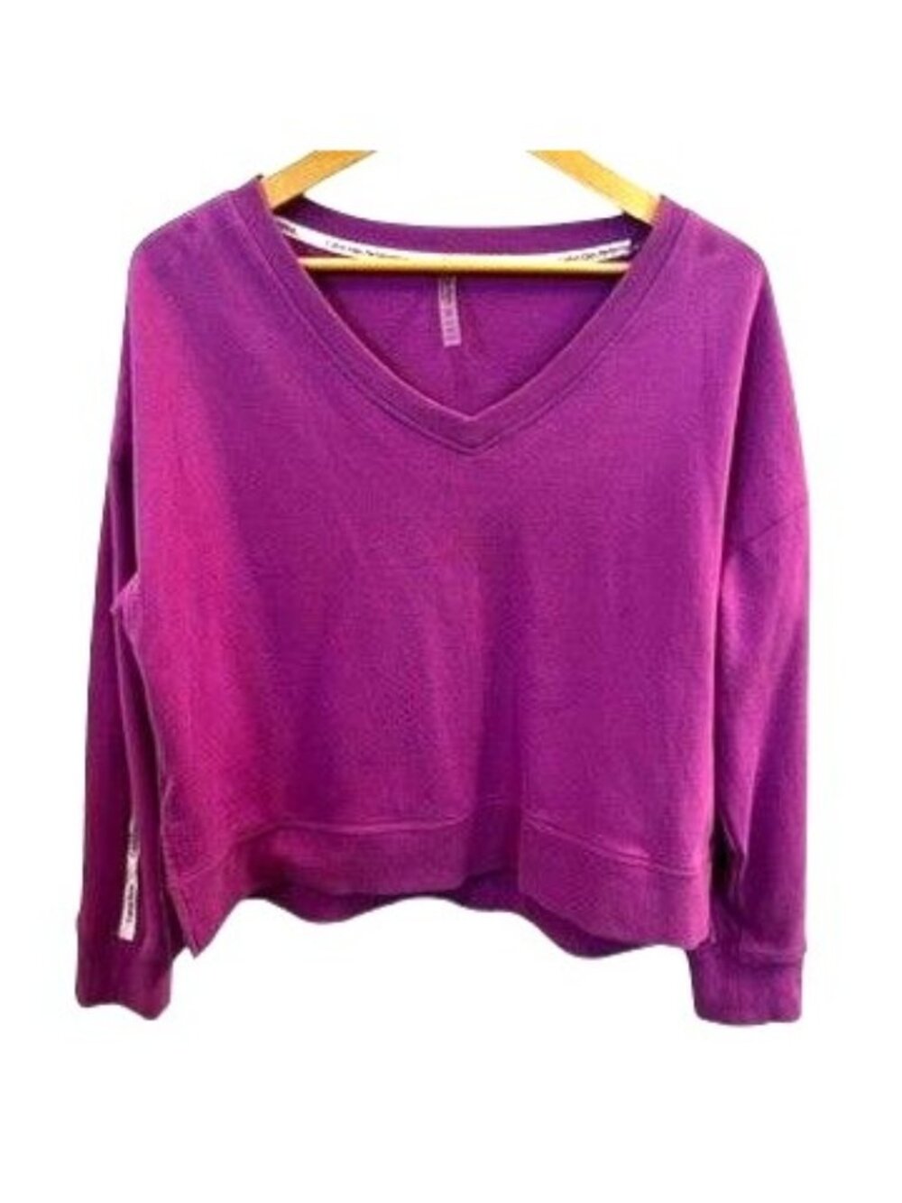 Calvin Klein Performance Purple V-Neck Long-Sleeve Cropped Sweatshirt L/G